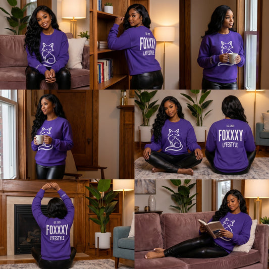 Foxxxy Lyfestyle Signature Crewneck Sweatshirt | Will Noire Purple Collection | Premium Unisex Fleece