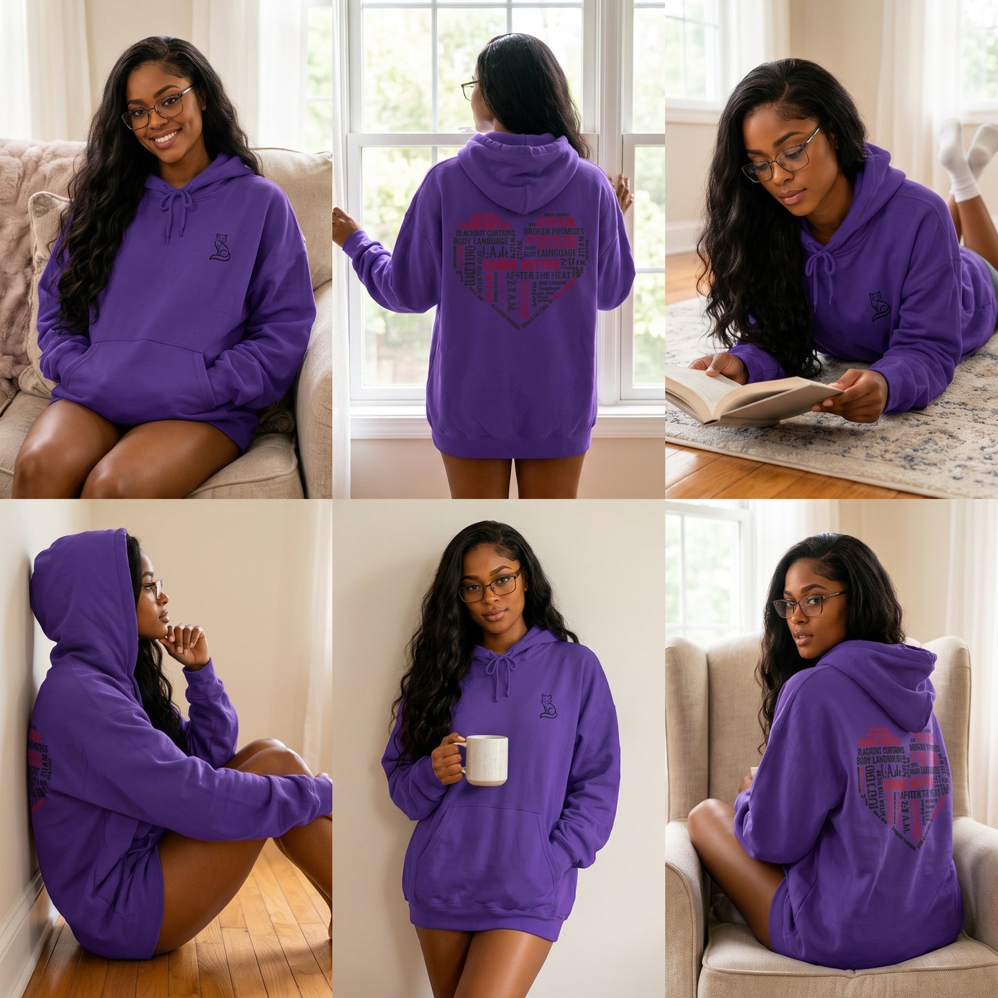 Will's Collection – Purple "Heart of the Music" Women's Premium Pullover Hoodie**