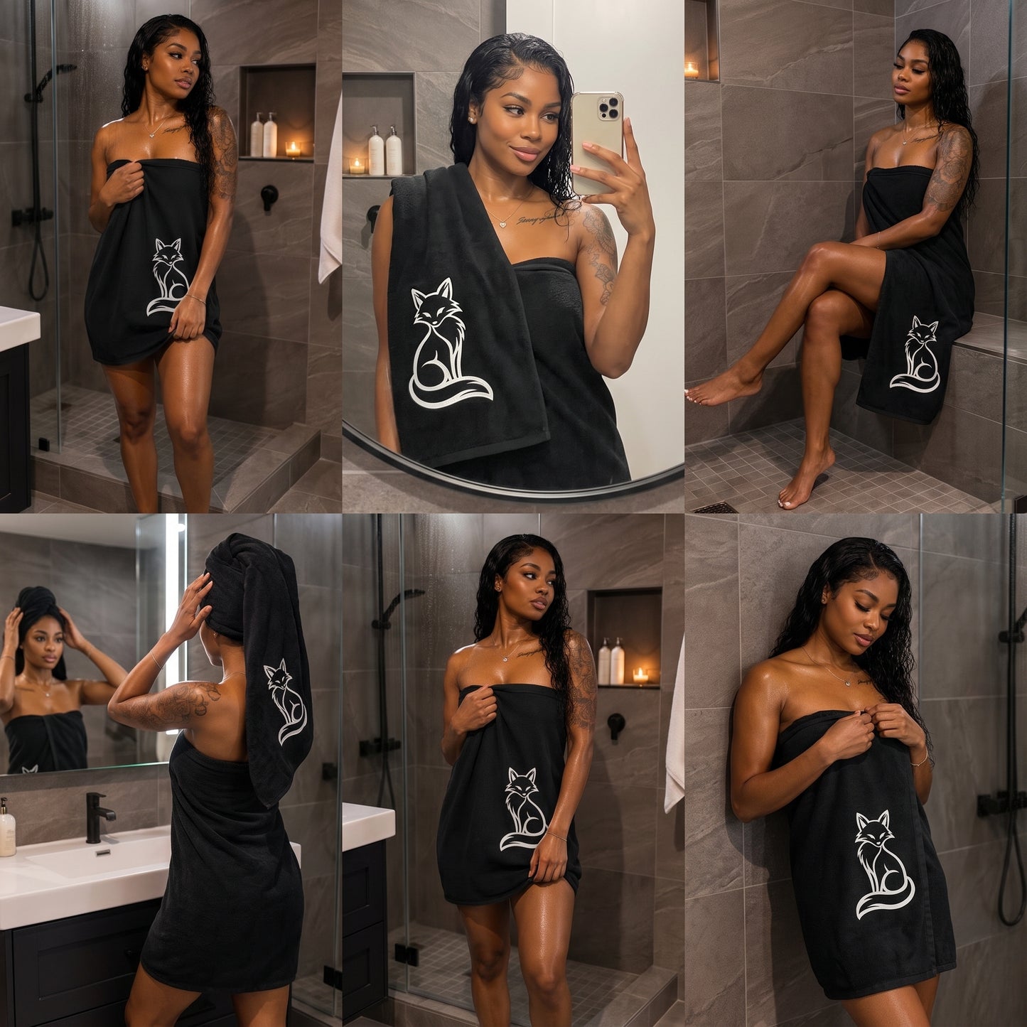 Foxxxy Lyfestyle Signature Rally Towel | Premium Black Cotton Towel