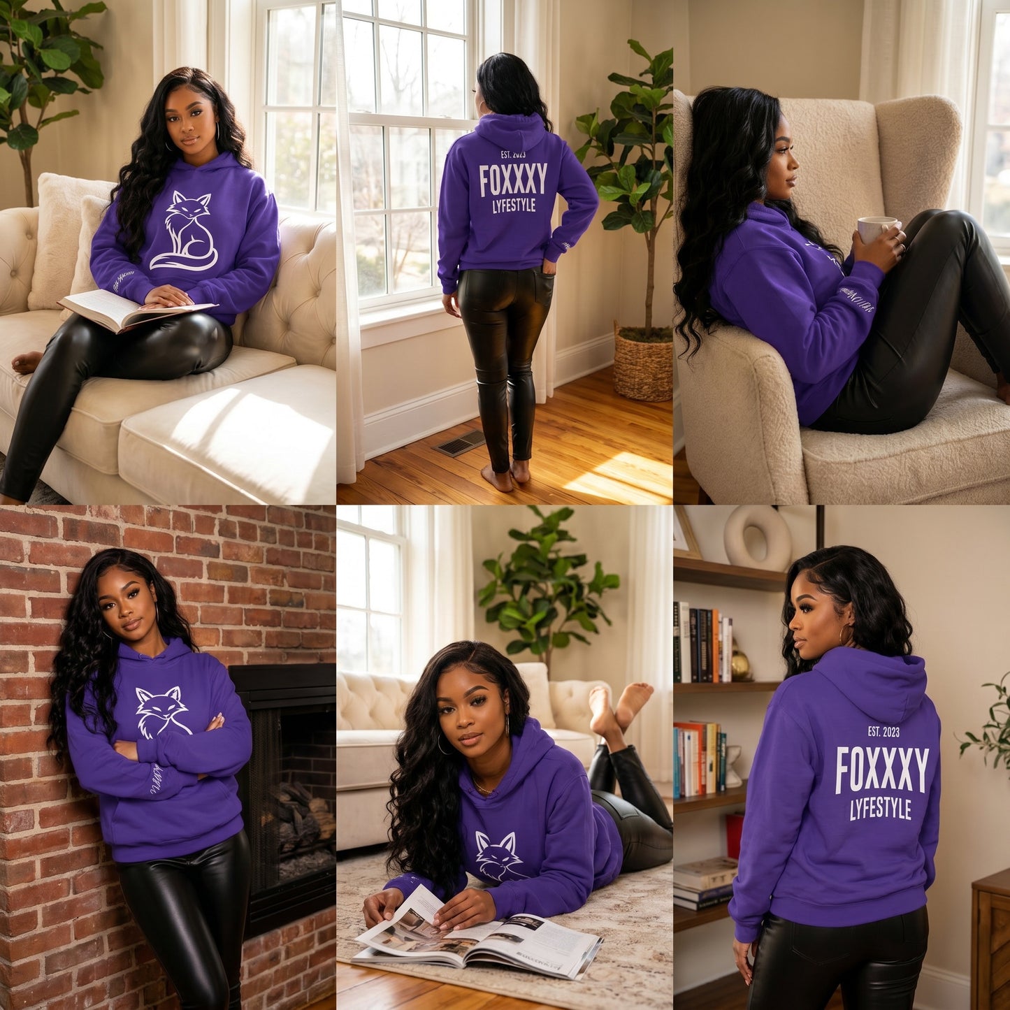 Foxxxy Lyfestyle Signature Crewneck Sweatshirt | Will Noire Purple Collection | Premium Unisex Fleece